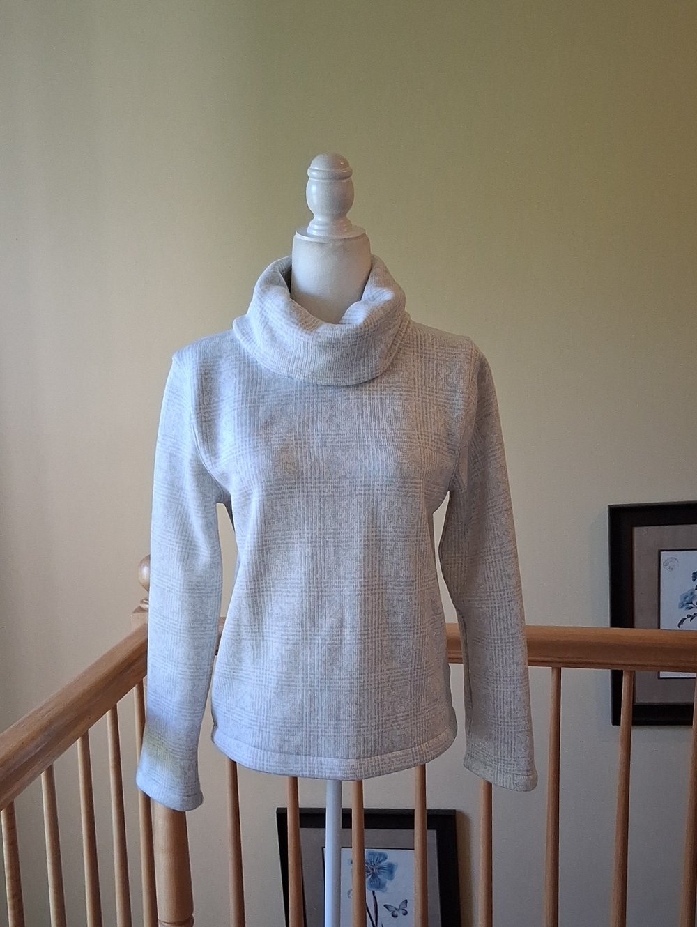 J. Crew Light Gray Plaid Cowl Neck Sweater